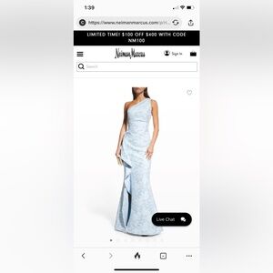 Teri Jon Light Blue One Shoulder Dress